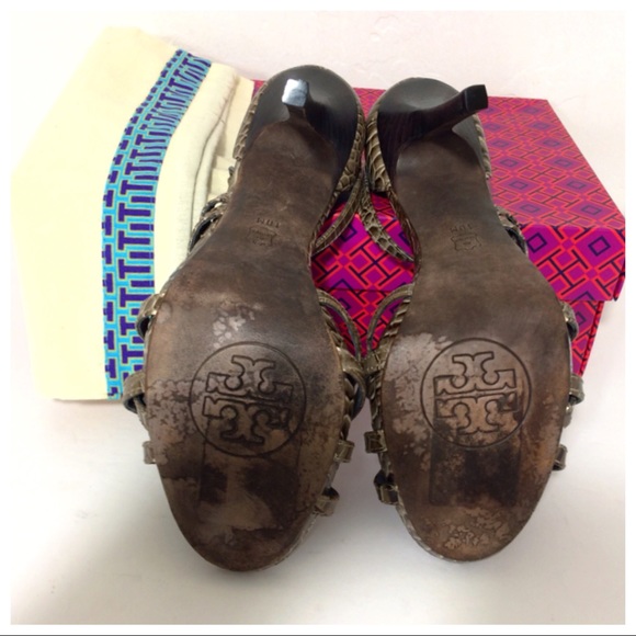 Tory Burch Elizabella Croc Heeled Sandals Heels - Picture 9 of 11